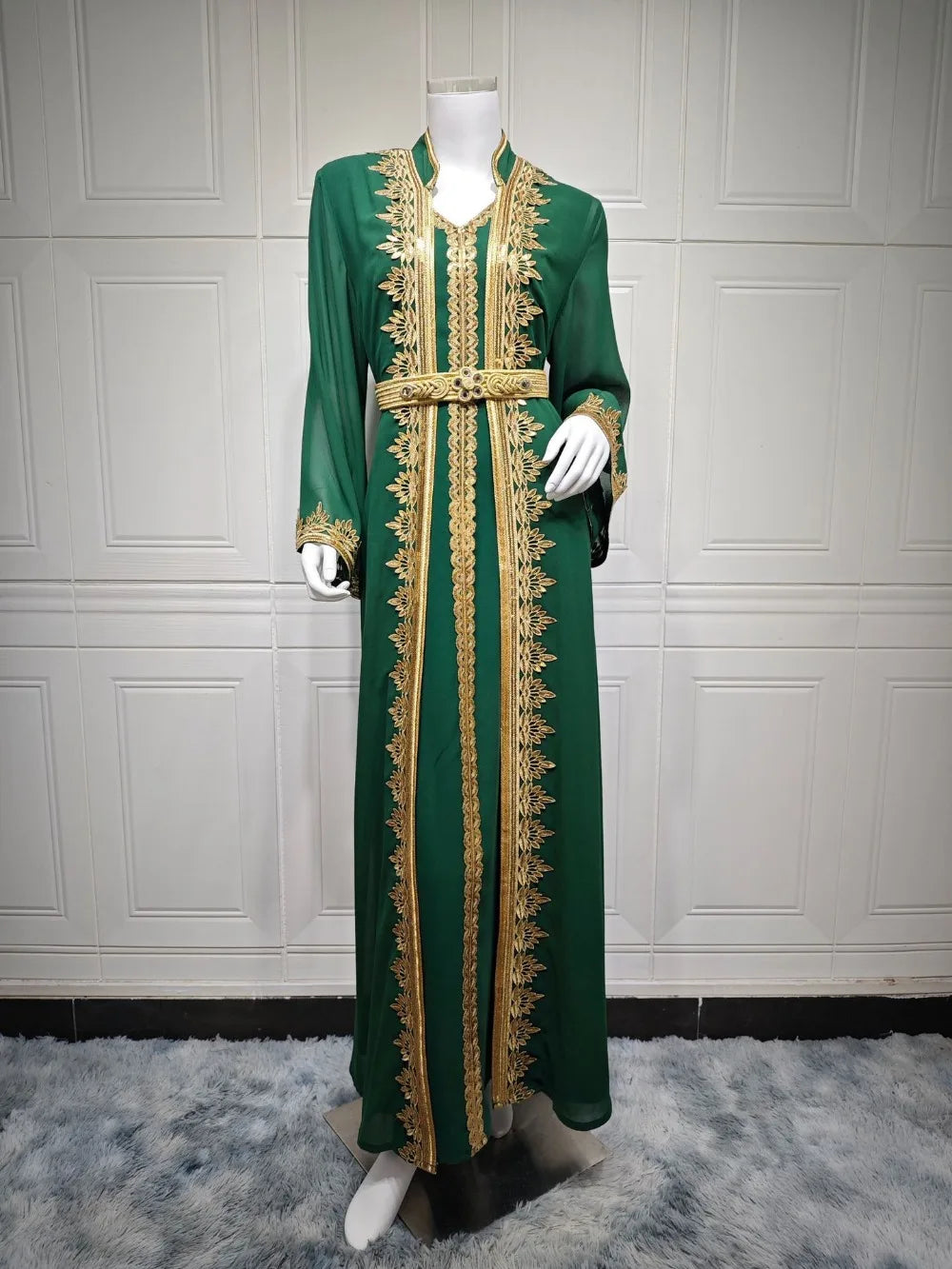 Eid Muslim Women Party Dresses Jalabiya 2 Piece Set Embroidery Arab Long Robe Ramadan Morocco Dubai Abayas Islam Vestidos Kaftan