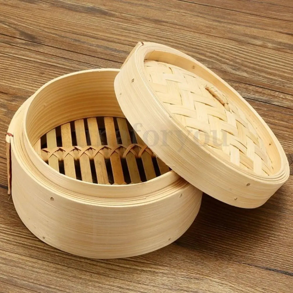 Bamboo Steamer Fish Rice Dumplings Snack Basket Set Heated Steamer Kitchen Cooking Tools 10/15/20cm Steam Pot With Cover Steamer