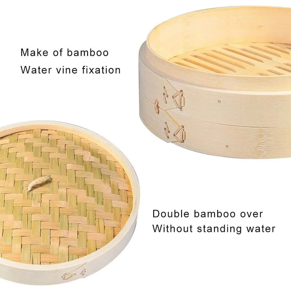 Bamboo Steamer Fish Rice Dumplings Snack Basket Set Heated Steamer Kitchen Cooking Tools 10/15/20cm Steam Pot With Cover Steamer