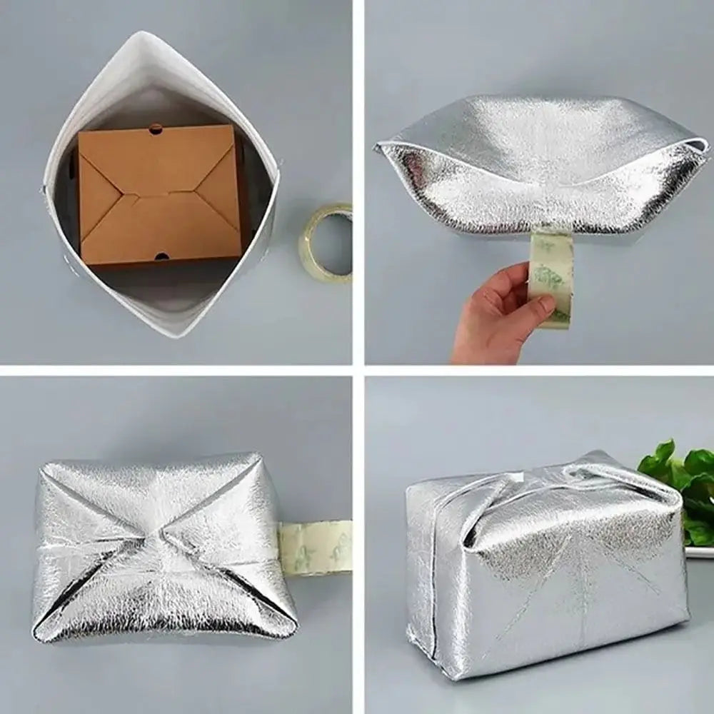 Aluminum Foil Cooler Bag Insulation Folding Picnic Portable  Food Thermal Packing Bag Food Delivery Drink Carrier Insulated Bag