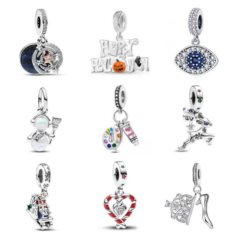 2024 New 925 Silver Plated Mother Daughter Family Love Heart Lock Charm Bead Fit Original Pandora Bracelet For Women DIY Jewelry