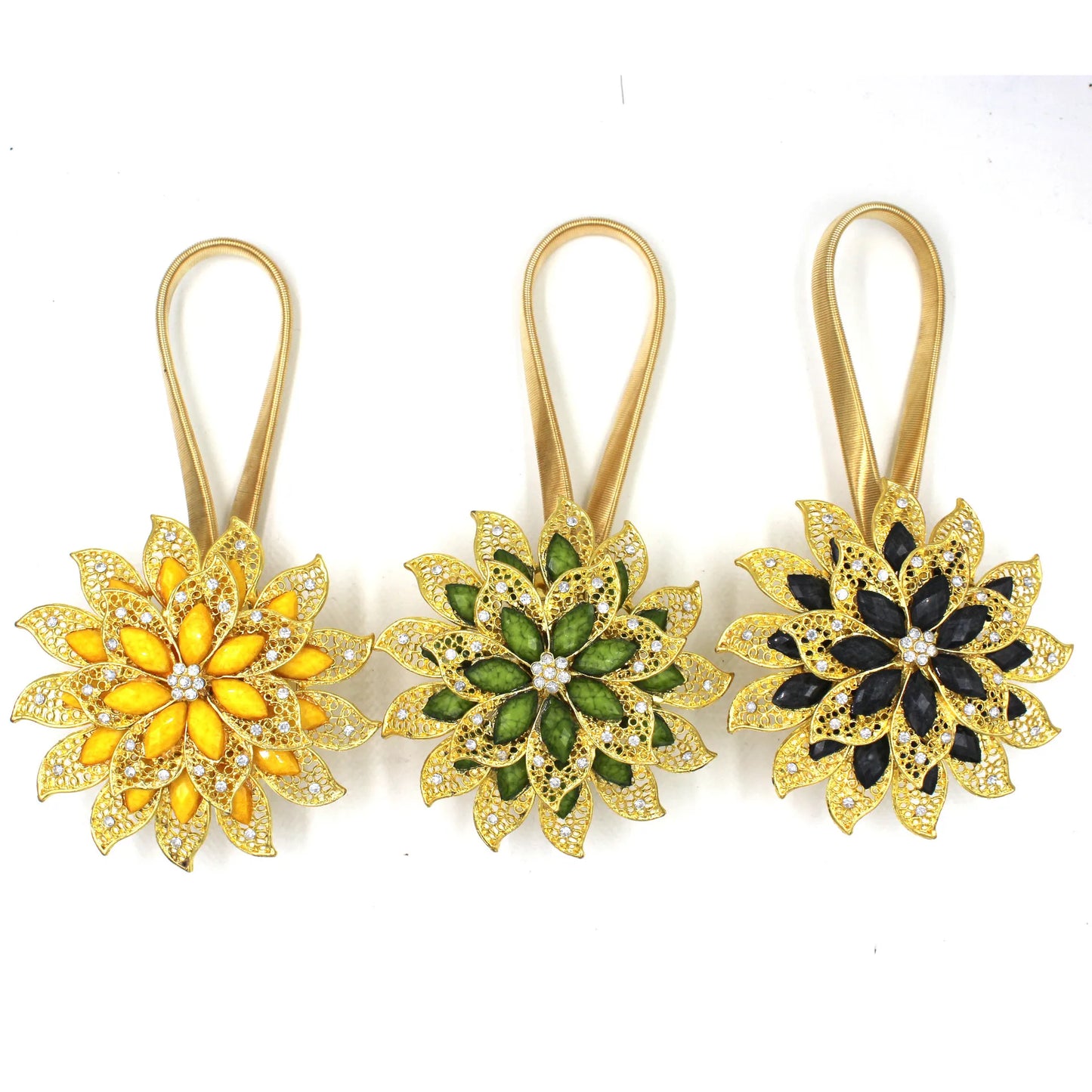 1pc Flower Design Magnetic Curtain Accessories Rhinestone Decorative Window Screening Tieback Retractable Metal Curtains Holder