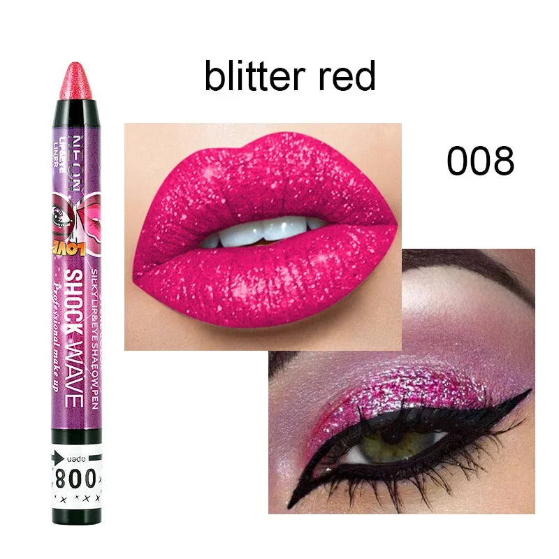 2 In 1  Eyeshadow Lipstick Stick Pencil Waterproof Glitter Matte Eye Shadow Makeup Pigment  Eyeshadow Pen