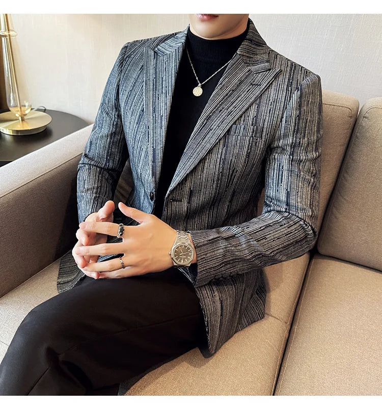 Men's British Style Fashionable Luxury Suit Jacket High-quality Plaid Slim Fit Business Social Blazer Wedding Dress Party Jacket