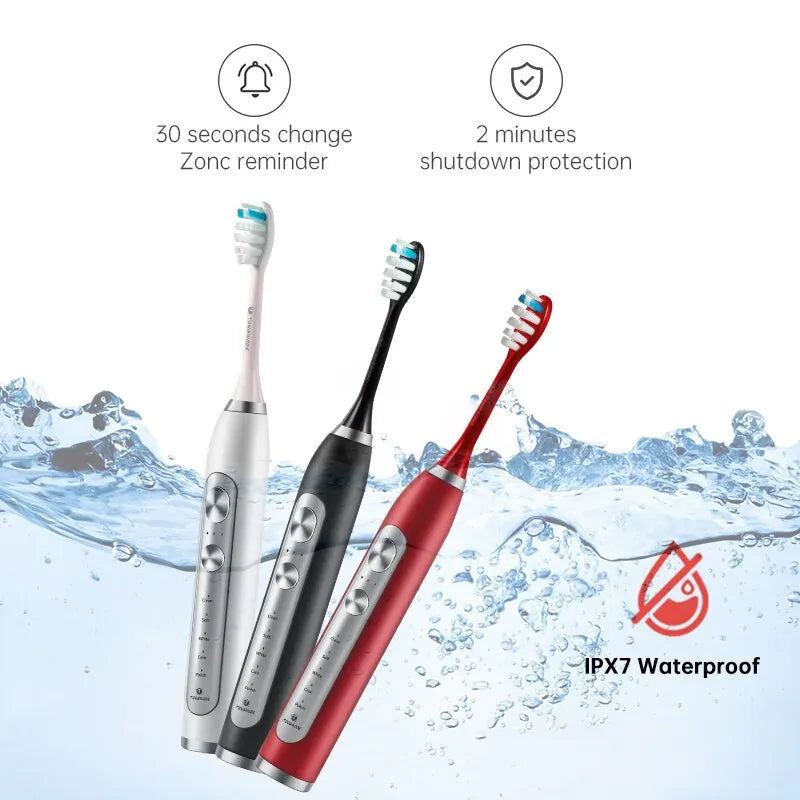 Tongwode Ultrasonic Electric Toothbrush Wireless Charging IPX7 Waterproof Replacement Heads Whitening Teeth Timer Smart Brush