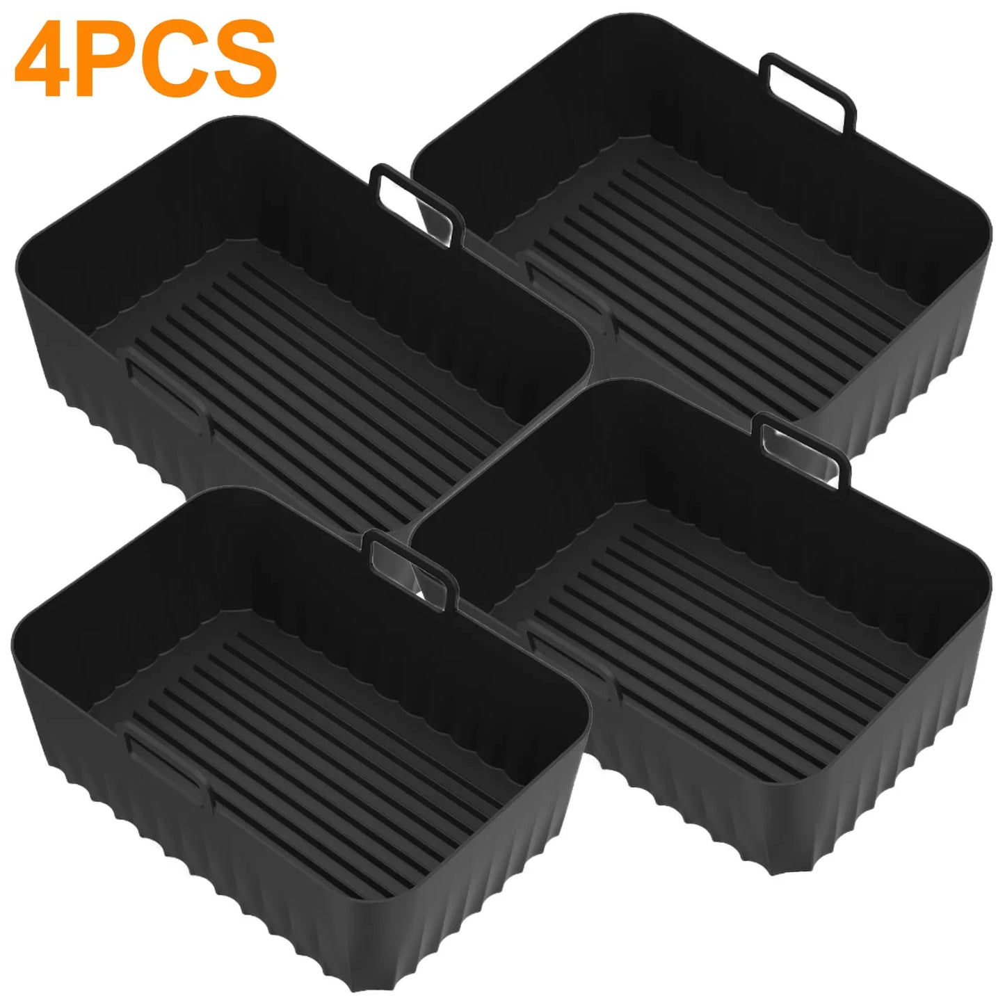 4/2pc Air Fryer Baking Tray Liner Silicone Pot Oven Bake Basket Fried Chicken Pan Pizza Mat Baking Sheet Fruit Veggi Wash Basket