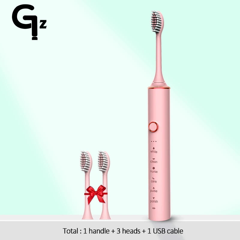 GeZhou Rechargeable Sonic Electric Toothbrush IPX7 Waterproof Toothbrush for children 18 Mode Travel Toothbrush 16 Brush Heads