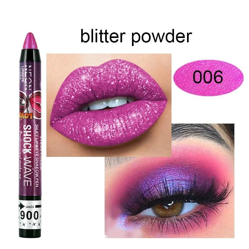 2 In 1  Eyeshadow Lipstick Stick Pencil Waterproof Glitter Matte Eye Shadow Makeup Pigment  Eyeshadow Pen