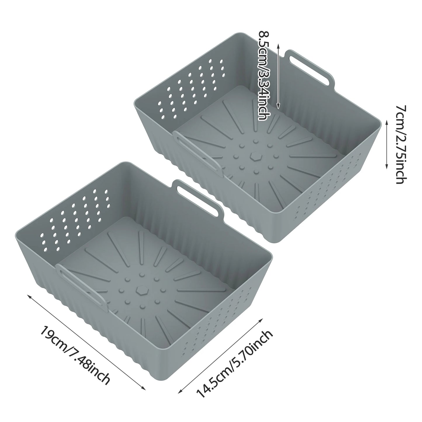 4/2pc Air Fryer Baking Tray Liner Silicone Pot Oven Bake Basket Fried Chicken Pan Pizza Mat Baking Sheet Fruit Veggi Wash Basket