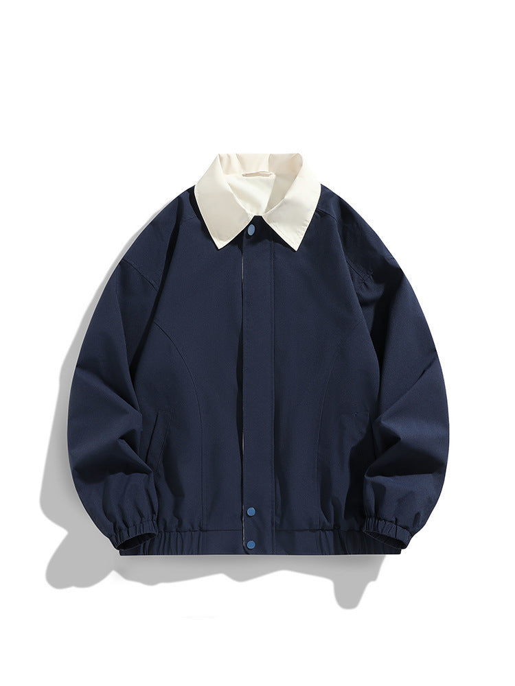 Pure Color All-matching Polo Collar Jacket Top