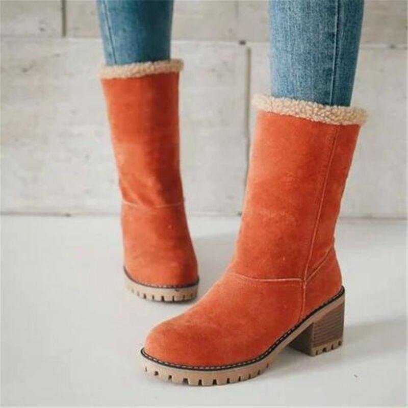 Round toe rubber short hair women&#039;s boots