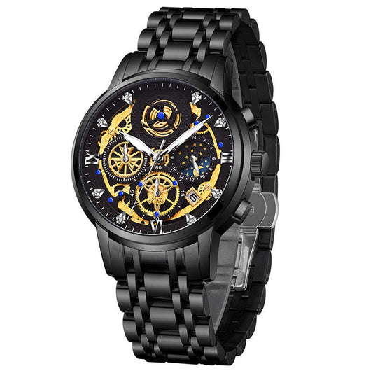 Multifunctional automatic quartz watch hollow carved men&#039;s Watch