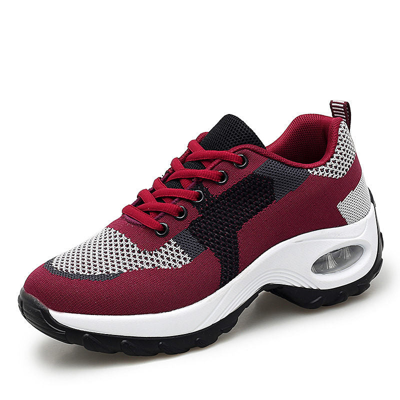 Crossover spring and autumn women&#039;s single shoes casual sports shoes colour blocking walking running shoes fashion fly weaving mesh breathable women&#039;s shoes