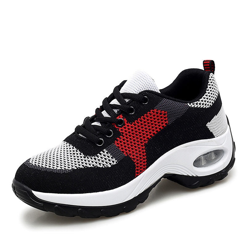 Crossover spring and autumn women&#039;s single shoes casual sports shoes colour blocking walking running shoes fashion fly weaving mesh breathable women&#039;s shoes