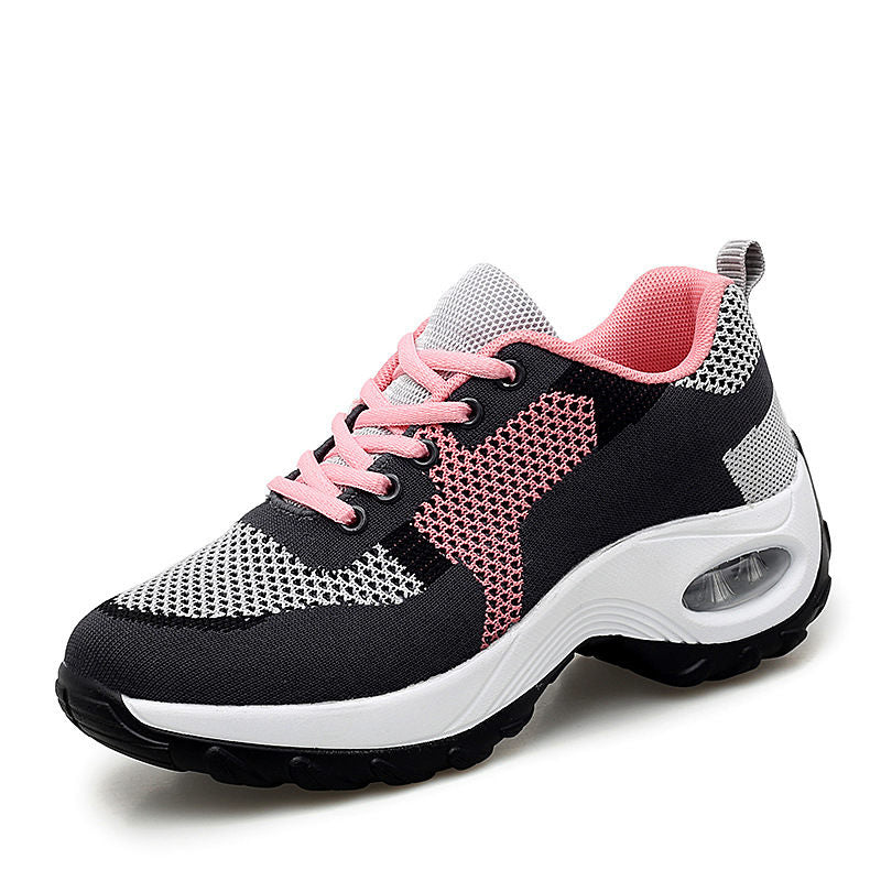 Crossover spring and autumn women&#039;s single shoes casual sports shoes colour blocking walking running shoes fashion fly weaving mesh breathable women&#039;s shoes